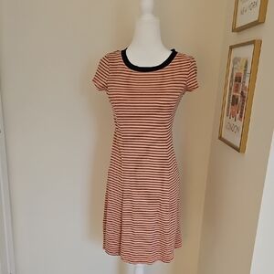 Three Dots Black and Orange Striped Dress